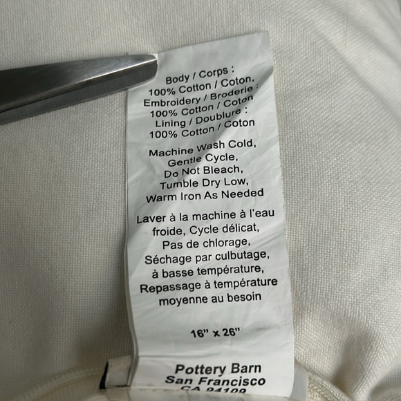 Pottery Barn Embroidered Pillow Cover + Restoration Hardware Pillow - Picture 7 of 10